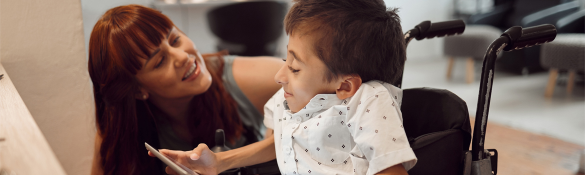 Little kid with ipad slider